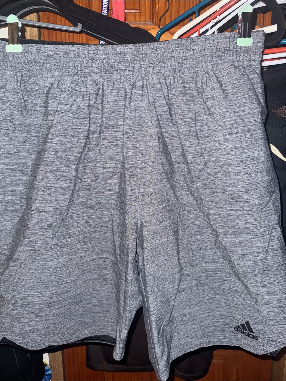 Men’s Large adidas Gray Heather performance Shorts 90% polyester, 10% spandex
